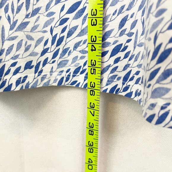 Duffield Lane Blue & White Leaf Print Short Sleeve T-Shirt Dress - Size Small - Picture 6 of 6